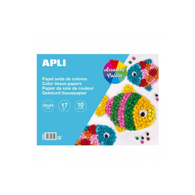 Bloc de papier de soie Apli - 10 feuilles - Idéal pour l'artisanat et l'origami - Couleurs assorties