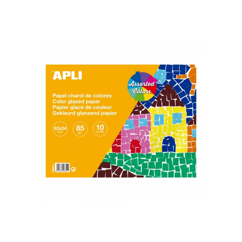 Bloc de papier en cuir verni Apli - 85gr - 10 feuilles - Idéal pour travaux manuels, scrapbooking, origami - Couleurs assorties