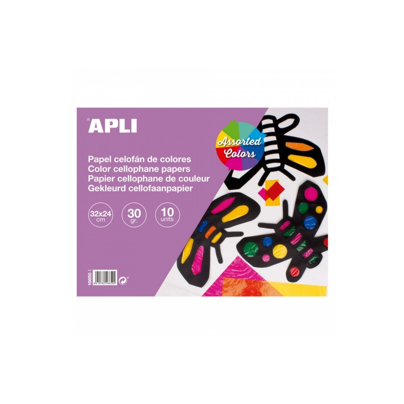 Bloc de papier cellophane Apli - Idéal pour les travaux manuels et le scrapbooking - Couleurs assorties