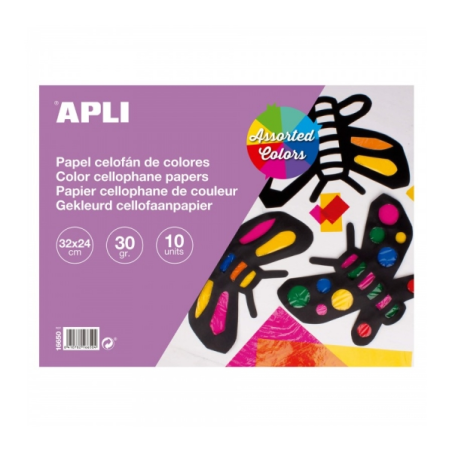 Bloc de papier cellophane Apli - Idéal pour les travaux manuels et le scrapbooking - Couleurs assorties