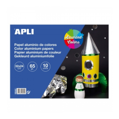 Bloc de papier en aluminium Apli - Idéal pour les travaux manuels et le scrapbooking - 10 feuilles - Couleurs assorties
