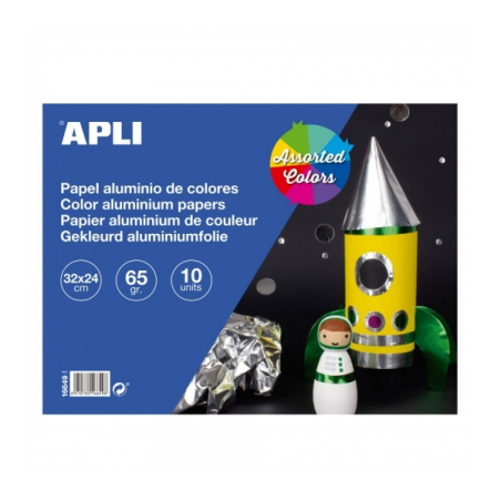 Bloc de papier en aluminium Apli - Idéal pour les travaux manuels et le scrapbooking - 10 feuilles - Couleurs assorties