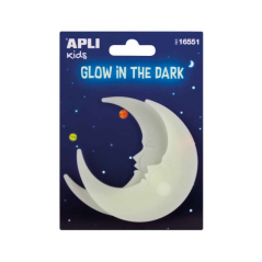 Apli Lunes Luminescentes 3D - Plastique Solide - Brille dans le Noir - Adhésif Permanent - Décoration Polyvalente