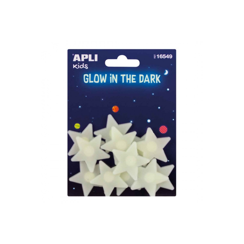 Apli 3D Étoiles Luminescentes - Brillent dans le Noir - Adhésif Permanent - Décoration Polyvalente