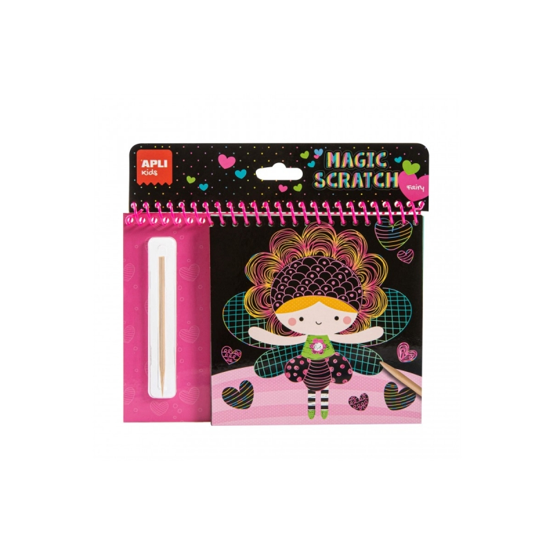 Apli Fairy Scratch Sheet Pad - Comprend 8 feuilles et un bâton à gratter - Favorise la créativité et l'estime de soi - Idéal
