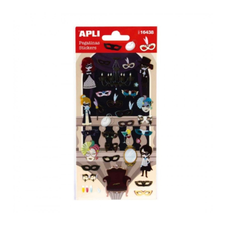 Apli Sachet de Stickers Masques - Finition Brillante - Adhésif Permanent - Idéal pour le Scrapbooking et la Décoration