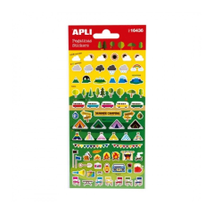 Apli Sachet de Stickers Camping - Finition Mat - Adhésif Permanent - Idéal pour le Scrapbooking et la Décoration - Favorise la
