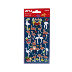 Apli Sachet de Stickers Flamants Roses - Finition Mat - Adhésif Permanent - Idéal pour le Scrapbooking et la Décoration