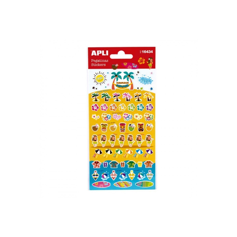 Apli Bag of Hawaii Stickers – Finition mate – Adhésif permanent – Encourage la créativité et les capacités psychomotrices des
