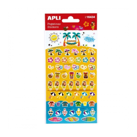 Apli Bag of Hawaii Stickers – Finition mate – Adhésif permanent – Encourage la créativité et les capacités psychomotrices des