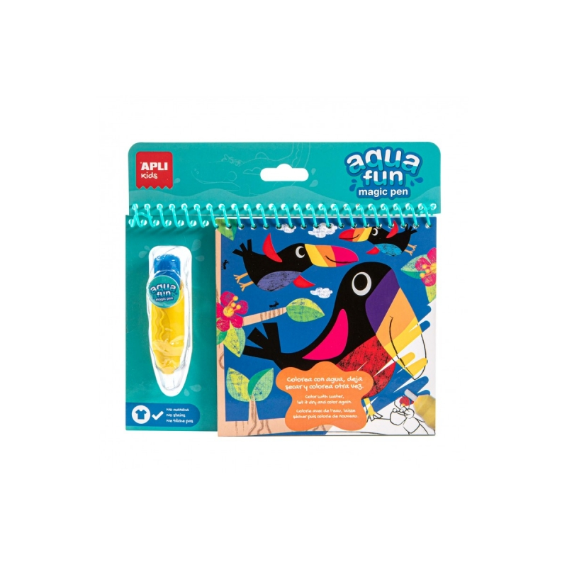 Bloc de coloriage Apli avec pinceau à eau Jungle - Illustré par Liza Lewis - Réutilisable - Sans taches - Compact et portable