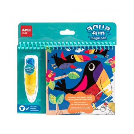 Bloc de coloriage Apli avec pinceau à eau Jungle - Illustré par Liza Lewis - Réutilisable - Sans taches - Compact et portable