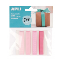 Apli Pack de 4 Rubans en Tissu - Idéal pour Travaux Manuels - Scrapbooking - Emballage Cadeau - Décorations et Accessoires