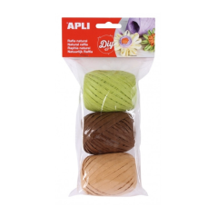 Apli Pack de 3 Boules de Raphia Naturel - Tons Nature - Idéal pour l'Artisanat et la Décoration - Polyvalent et Durable