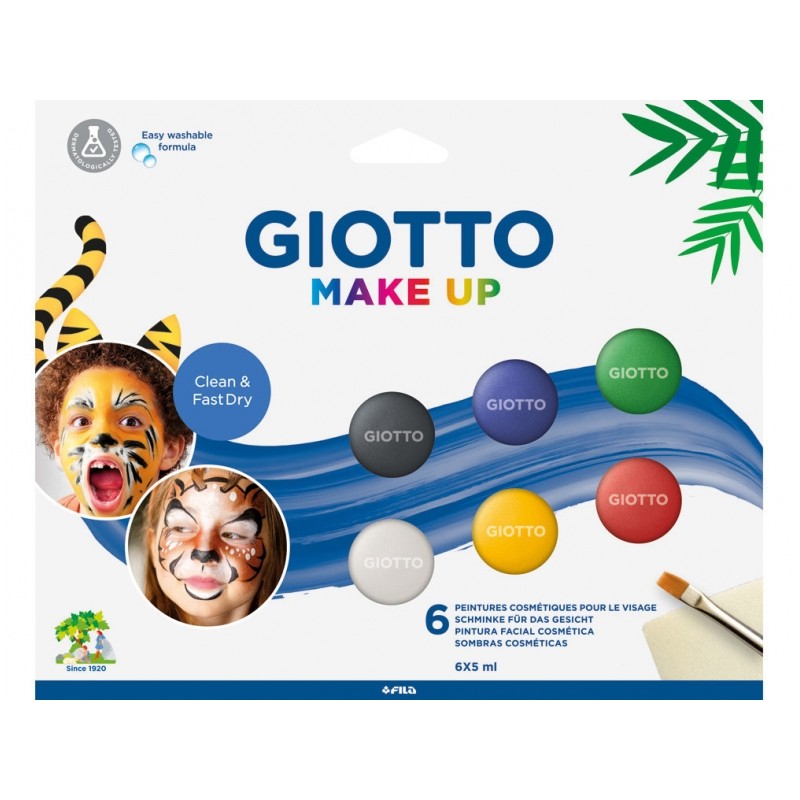Giotto Make Up Classic Pack de 6 maquillages pour le visage - Se lave à l'eau - Testé dermatologiquement - Couleurs classiques