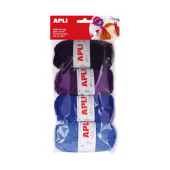 Apli Pack de 4 Pelotes de Laine Acrylique - Tons Bleu Combinables - Souple et Résistante - Lavable en Machine - Idéale pour les
