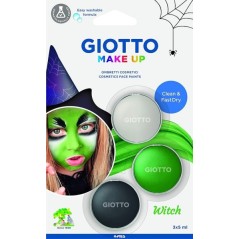 ✅ Giotto Make Up Witch Pack avec 3 maquillages pour le visage sur le thème des sorcières - Se lave à l'eau - en stock