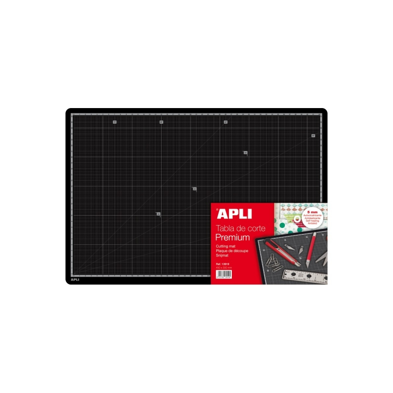 Planche à découper PVC Apli A3 - Antidérapante - Auto-cicatrisante - Impression Grise - Qualité Supérieure - Ultra-résistante