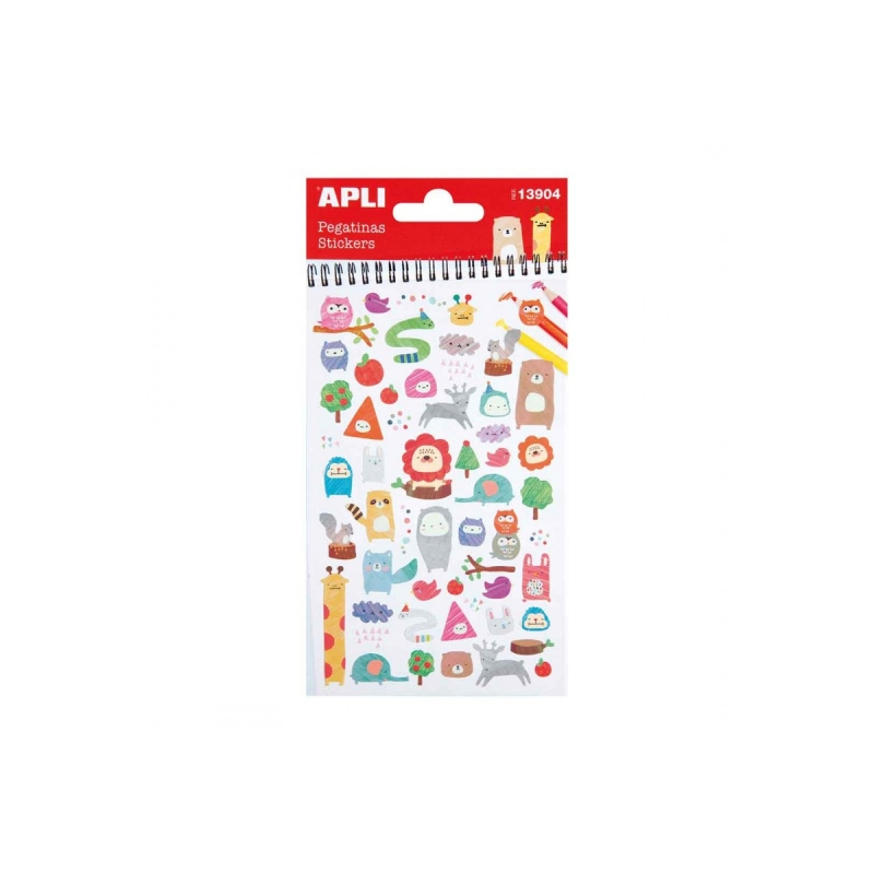Apli Sachet de Stickers Animaux - Finition Mat - Adhésif Permanent - Idéal pour le Scrapbooking et la Décoration - Favorise la