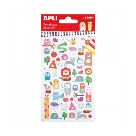 Apli Sachet de Stickers Animaux - Finition Mat - Adhésif Permanent - Idéal pour le Scrapbooking et la Décoration - Favorise la