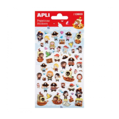 Apli Sachet de Stickers Pirates - Finition Epoxy - Adhésif Permanent - Idéal pour le Scrapbooking et la Décoration - Favorise