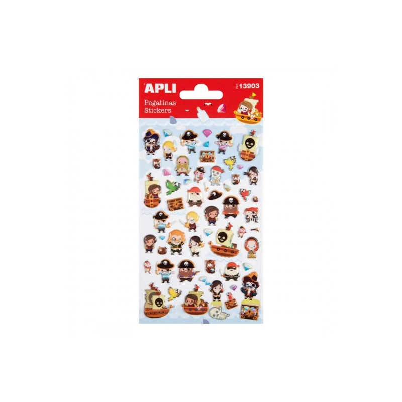 Apli Sachet de Stickers Pirates - Finition Epoxy - Adhésif Permanent - Idéal pour le Scrapbooking et la Décoration - Favorise