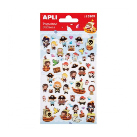 Apli Sachet de Stickers Pirates - Finition Epoxy - Adhésif Permanent - Idéal pour le Scrapbooking et la Décoration - Favorise