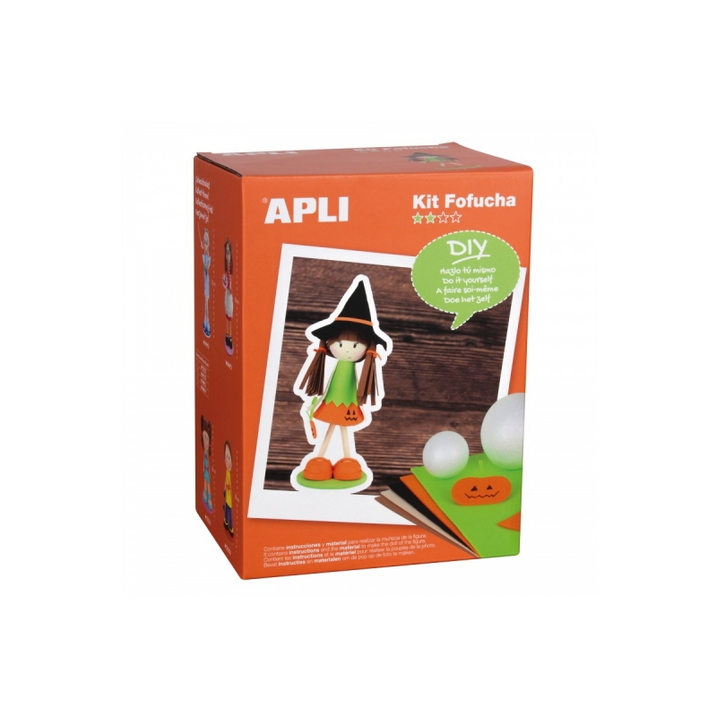 Apli Fofucha Pumpkin Craft Kit - Comprend des matériaux et des motifs - Instructions visuelles - Niveau moyen - Idéal pour les