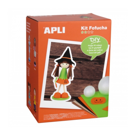 Apli Fofucha Pumpkin Craft Kit - Comprend des matériaux et des motifs - Instructions visuelles - Niveau moyen - Idéal pour les