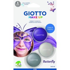 ✅ Giotto Make Up Butterfly Pack avec 3 maquillages pour le visage sur le thème des papillons - Se lave à l'eau en stock