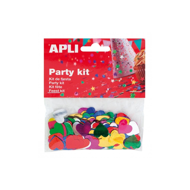 Apli Sac à Confettis Coeur Métallisé - Idéal pour les Fêtes et Célébrations - Couleurs Assorties