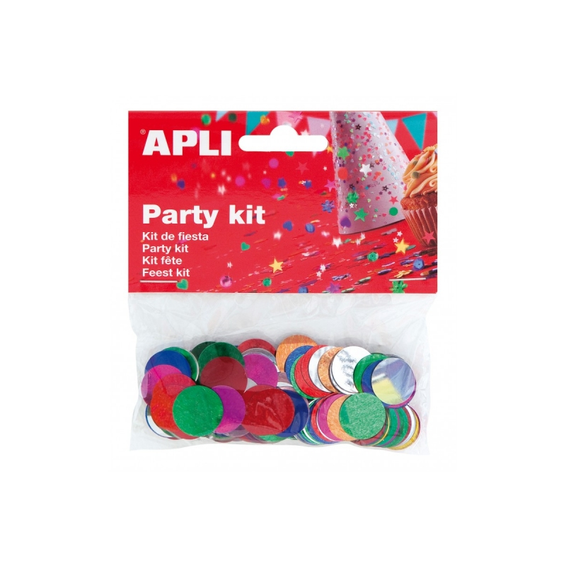 Apli Sac à Confettis Cercle Métallique - Idéal pour les Fêtes et l'Artisanat - Couleurs Assorties