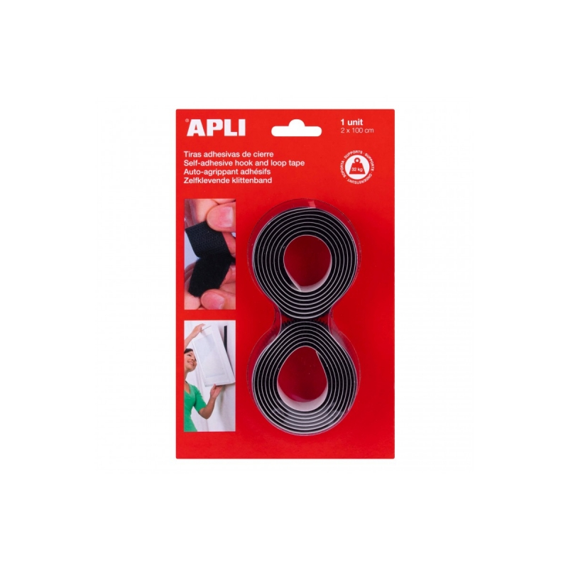 Ruban Adhésif Apli Hook Loop - Union Sécurisée - Réutilisable - Résistance 10 kg - Adhésif Acrylique de Haute Qualité