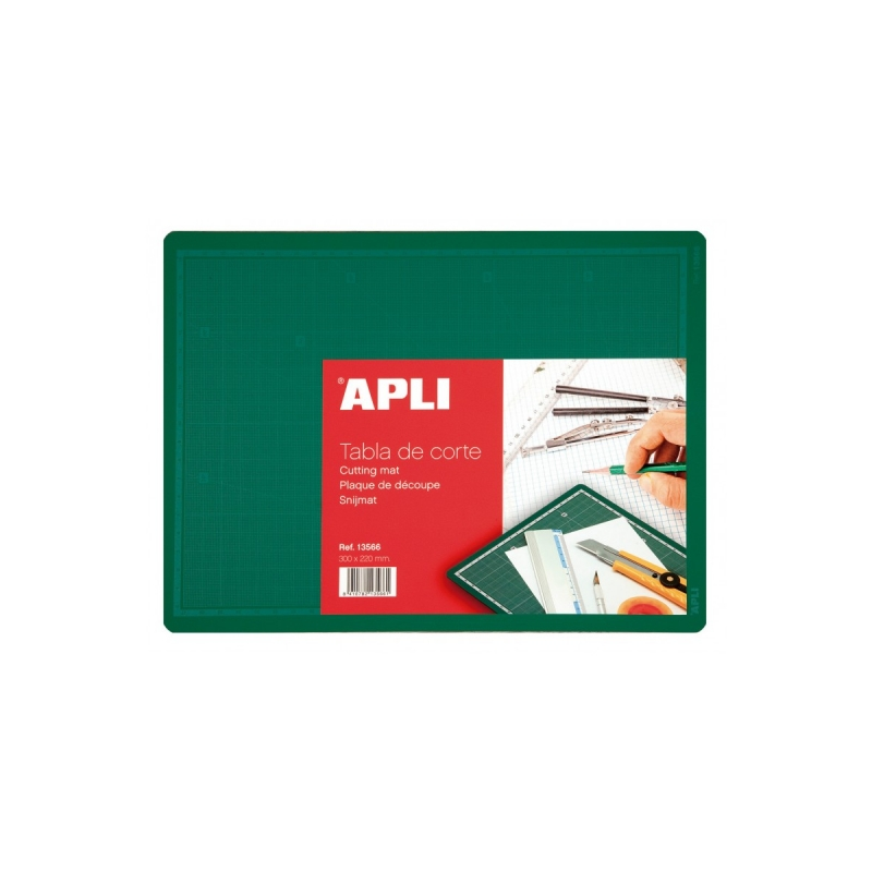 Planche à découper en PVC Apli A4 - Antidérapante - Auto-cicatrisante - Grille et angles imprimés - Idéal pour les travaux