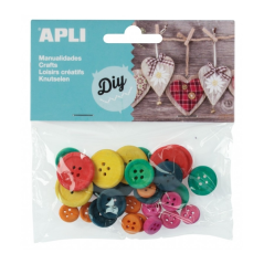 Boutons en bois Apli - Idéal pour la couture, l'artisanat et le scrapbooking - Couleurs assorties