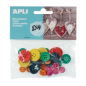 Boutons en bois Apli - Idéal pour la couture, l'artisanat et le scrapbooking - Couleurs assorties