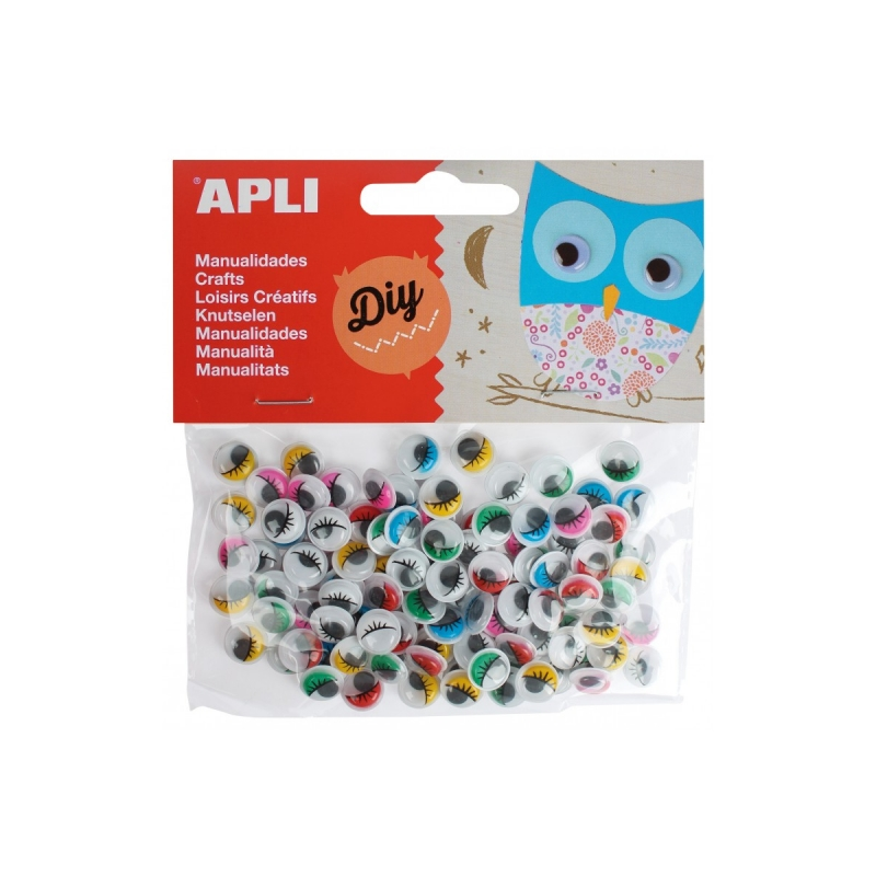 Apli Yeux mobiles adhésifs avec cils - Excellente adhérence - Polyvalent pour les travaux manuels - Idéal pour les écoles et