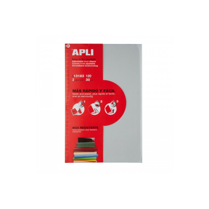 Apli Pack de 3 Housses PVC Transparentes - Rabat Auto-ajustable - Ecologique