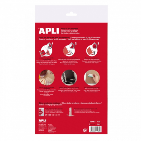 Apli Pack de 3 Housses PVC Transparentes - Rabat Auto-ajustable - Ecologique