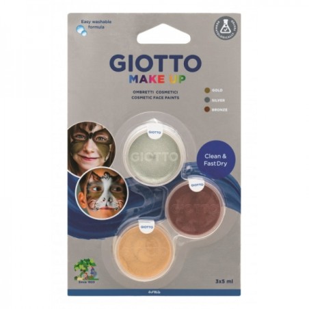 ✅ Giotto Make Up Metallic Pack de 3 maquillages pour le visage - Se lave à l'eau - Testé dermatologiquement - en stock
