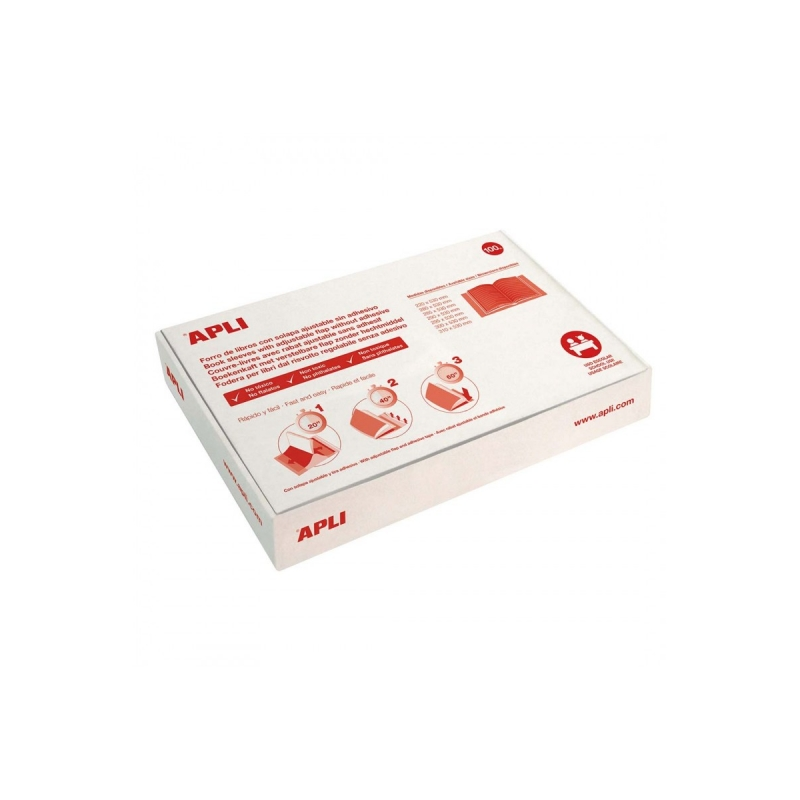 Apli Boite de 100 Housses PVC Transparentes - Rabat Auto-ajustable - Doublure Facile en 3 Étapes - Ecologique