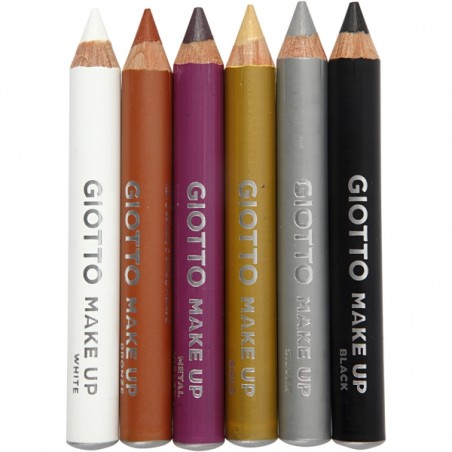 Giotto Make Up Metallic Pack de 6 crayons cosmétiques - Se lave à l'eau - Testé dermatologiquement - Couleurs métalliques