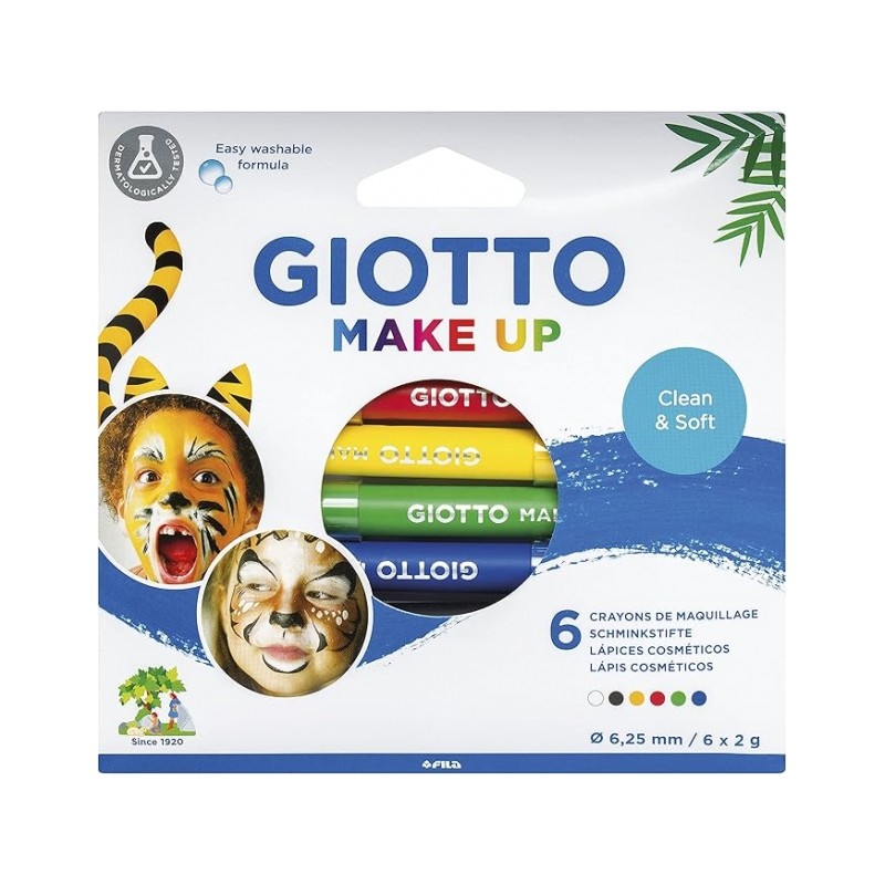 Giotto Make Up Classic Pack de 6 crayons cosmétiques - Se lave à l'eau - Testé dermatologiquement - Couleurs classiques