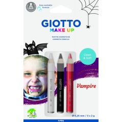 ✅ Giotto Make Up Vampire Pack avec 3 crayons cosmétiques thème vampire - Se lave à l'eau - Testé dermatologi en stock