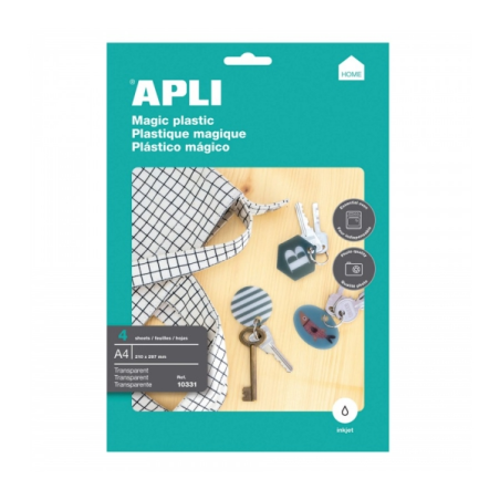 Apli Pack de 4 feuilles de plastique magique imprimable - Convient aux imprimantes à jet d'encre - Transforme les designs en 3D