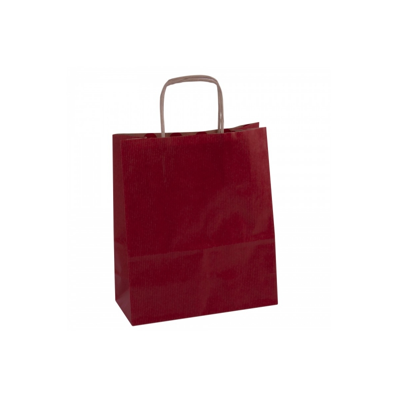 Apli Pack de 50 Sacs Kraft - Haute Résistance - Anses Bouclées - Réutilisables et Recyclables - Coloris Rouge