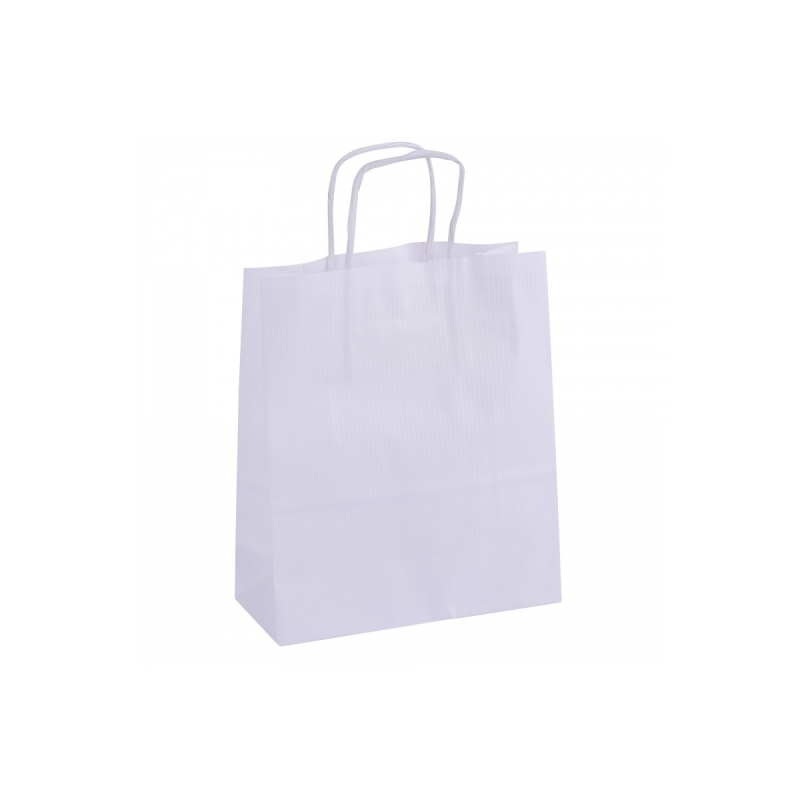 Apli Pack de 50 Sacs Kraft - Haute Résistance - Anses Bouclées - Réutilisables et Recyclables - Coloris Blanc