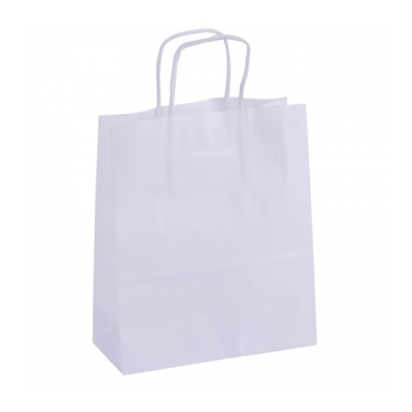 Apli Pack de 50 Sacs Kraft - Haute Résistance - Anses Bouclées - Réutilisables et Recyclables - Coloris Blanc