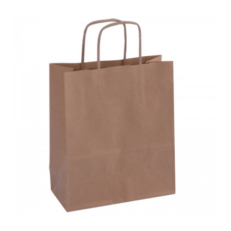 Apli Pack de 50 Sacs Kraft - Haute Résistance - Anses Bouclées - Réutilisables et Recyclables - Coloris Marron