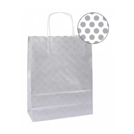Apli Pack de 50 Sacs Kraft - Haute Résistance - Anses Bouclées - Réutilisables et Recyclables - Couleur Argent
